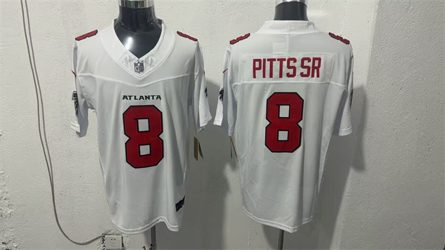 Men's Atlanta Falcons #8 Kyle Pitts Sr. White 2026 New F.U.S.E. Vapor Untouchable Limited Stitched Football Jersey